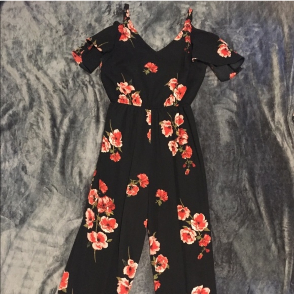 Black floral jumpsuit